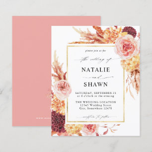 Budget Golden Burgundy Rosa Blommigt Bröllop P