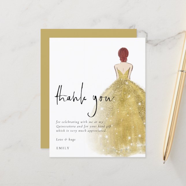 Budget Golden Klänning Flicka Auburn Quinceañera T (Fram/Back In Situ)