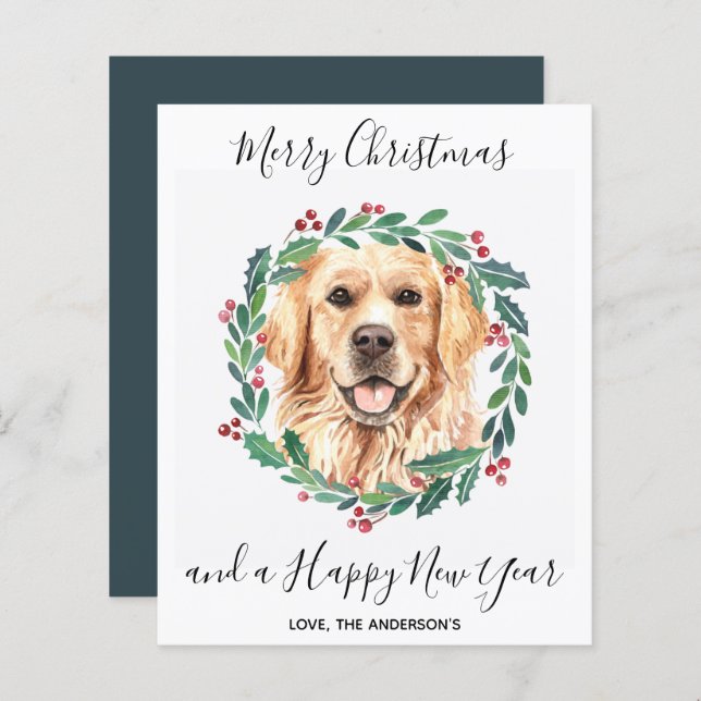 Budget Golden Retriever Hund God jul Card (Fram/baksida)