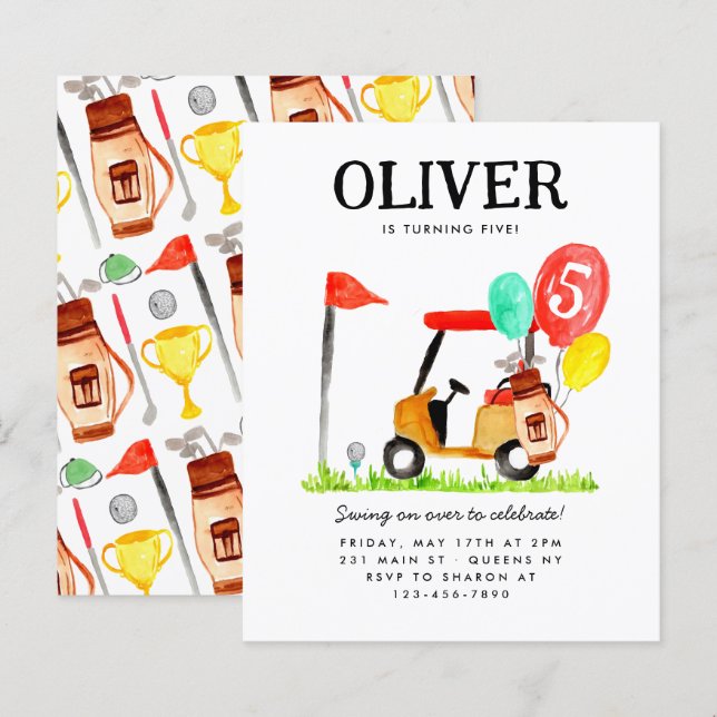 Budget Golf Cart Bag Balloon Kids Golfer Birthday (Fram/baksida)