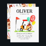 Budget Golf Cart Bag Balloon Kids Golfer Birthday<br><div class="desc">Cute Modern Golf Cart Boll Bag Balloon Kids Golfer Birthday-inbjudan</div>