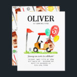 Budget Golf Cart Bag Balloon Kids Golfer Birthday<br><div class="desc">Cute Modern Golf Cart Boll Bag Balloon Kids Golfer Birthday-inbjudan</div>