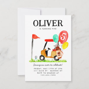 Budget Golf Cart Bag Balloon Kids Golfer Birthday Anteckningskort