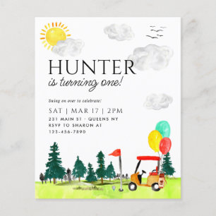 Budget Golf Cart Land Klubb Balloon Kid Birthday Flygblad