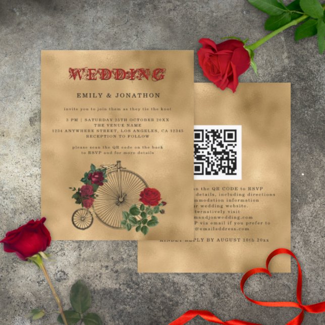 BUDGET Goth Steampunk Bicycle QR Wedding bjudande  (Skapare uppladdad)