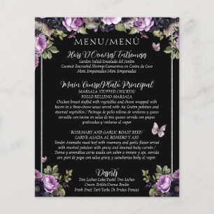 Budget Gotham Blommigt Bilingual Quinceañera Menu