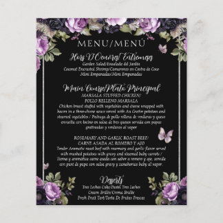 Budget Gotham Blommigt Bilingual Quinceañera Menu