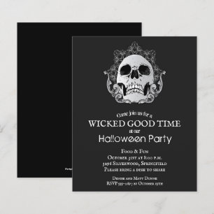 Budget Gothic Skull Halloween fest-inbjudan