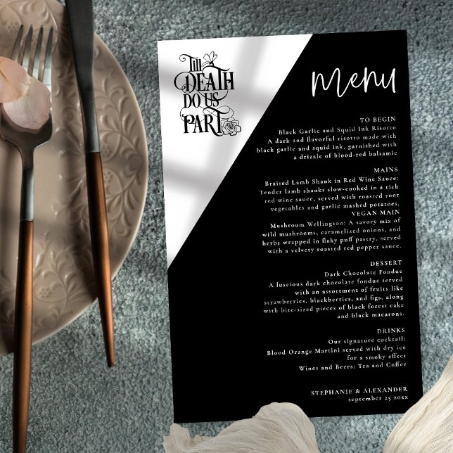 Budget Gothic Till Döds gör oss del Bröllop Menu (Skapare uppladdad)