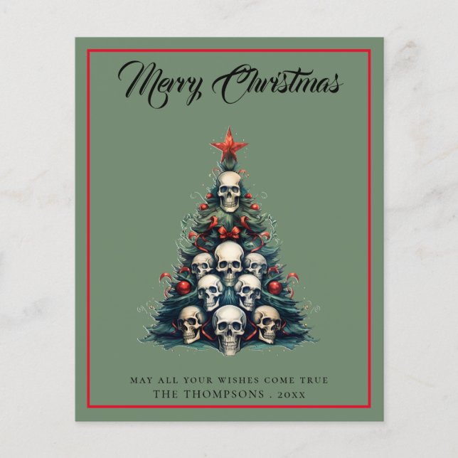 Budget Gotisk Julgran Merry Christmas-kort (Framsida)