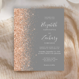 Budget Grå Färgbalans Glitter Bröllopsinbjudan