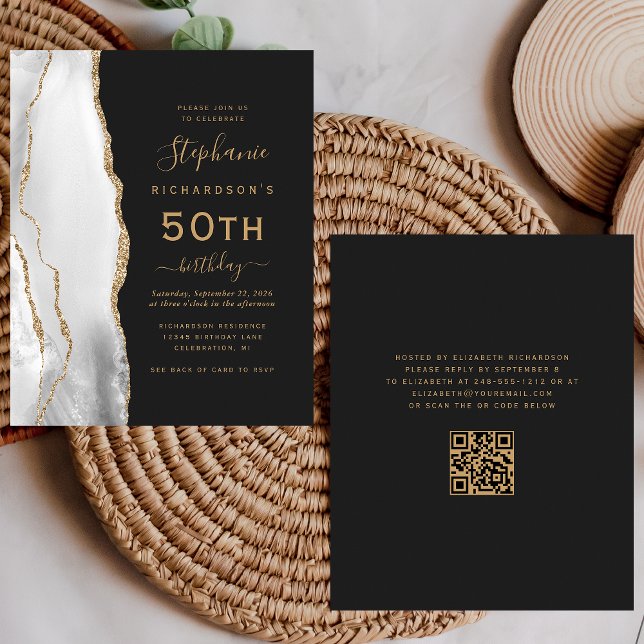Budget Grå Guld Agat Mörk QR-kod 50-årsdag (Skapare uppladdad)