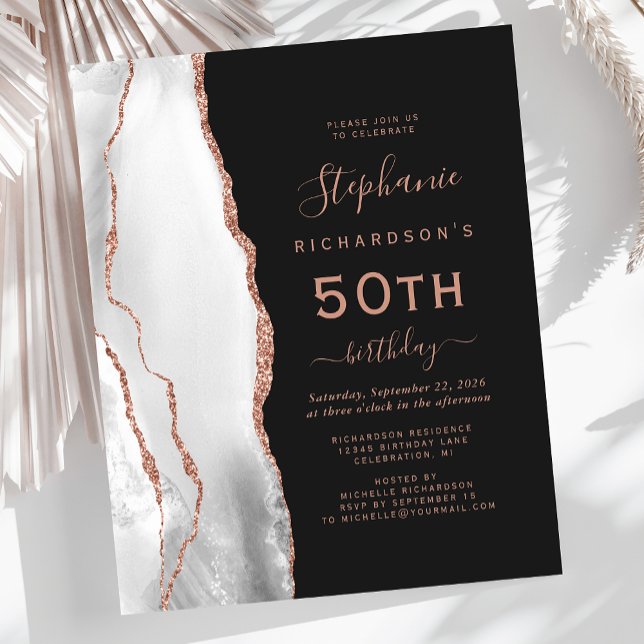 Budget Grå Vit Roséguld Agat 50-årsdag (Skapare uppladdad)