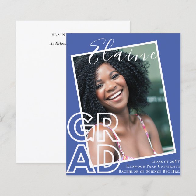 BUDGET GRAD Överlagring FOTO Examen Annonsering (Fram/baksida)