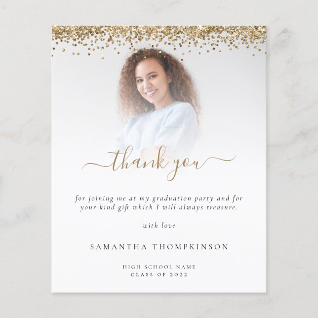 Budget Grad Photo Guld Glitter Tack (Framsida)