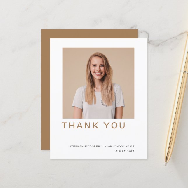 Budget Grad Photo Guld Studenten Tack (Fram/Back In Situ)