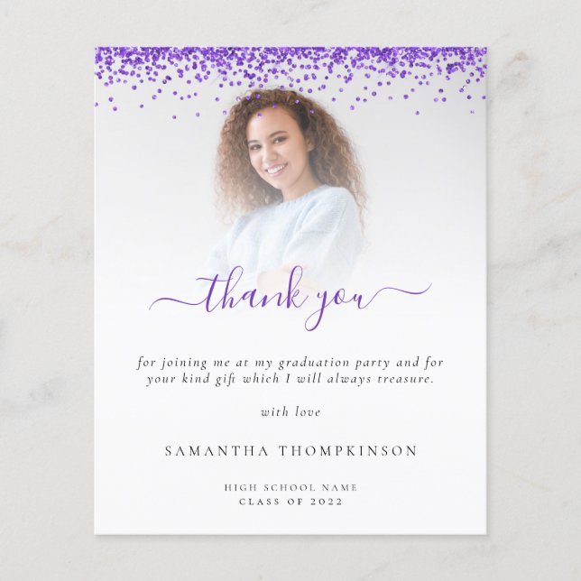 Budget Grad Photo Lila Glitter Tack (Framsida)