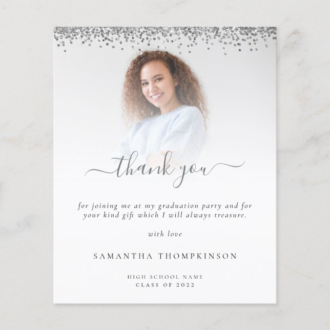 Budget Grad Photo Silver Glitter Tack (Framsida)