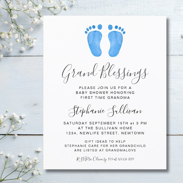 Budget Grand Blessing Pojke Baby Shower Inbjudan (Skapare uppladdad)