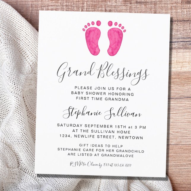 Budget Grand Blessings Girl Baby Shower-inbjudan (Skapare uppladdad)