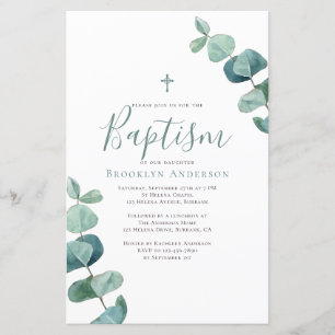 Budget Grande Eucalyptus Baptism-inbjudan