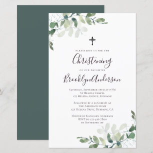 Budget Grande Eucalyptus Christening-inbjudan
