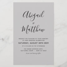 Budget Grått Modern Elegant bröllop-inbjudan