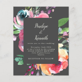 Budget Grått Watercolor Blommigt Elegant bröllop