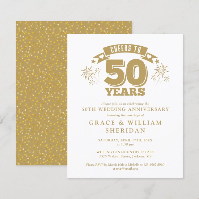 Budget Gratulation Till 50-årsjubileum Inbjudan (Fram/baksida)