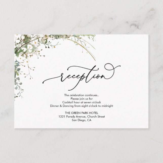Budget green Florals Bridgerton Bridal Shower Tilläggskort (Framsida)