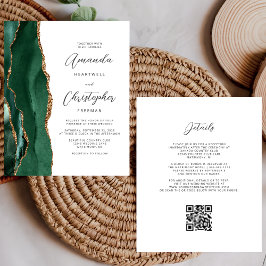 Budget Green Gold Agate QR Code Wedding