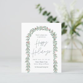 Budget Greenery Arch Script Business Julkort