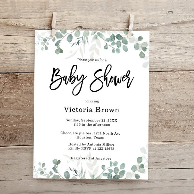 Budget Greenery  Baby Shower  Inbjudan (Skapare uppladdad)