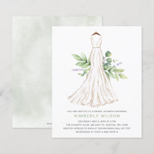 Budget Greenery Bröllop Dress Möhippa Inbjudan