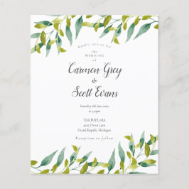 Budget Greenery Chic Script Bröllopsinbjudan