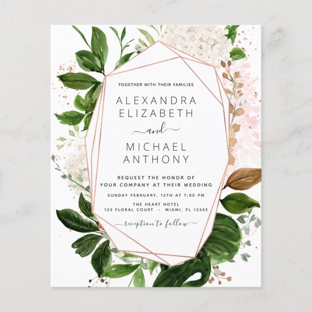 Budget Greenery Foliage Elegant bröllop Flygblad (Framsidan)