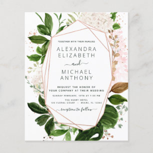 Budget Greenery Foliage Elegant bröllop Flygblad
