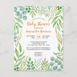 Budget Greenery Foliage Fall Botanical Baby Shower Inbjudan Vykort