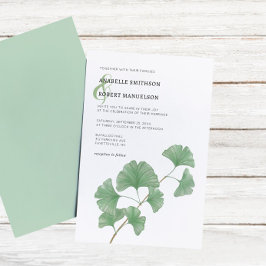 Budget Greenery Ginkgo Träd Watercolor Bröllop Inbjudningar