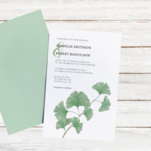 Budget Greenery Ginkgo Träd Watercolor Bröllop Inbjudningar
