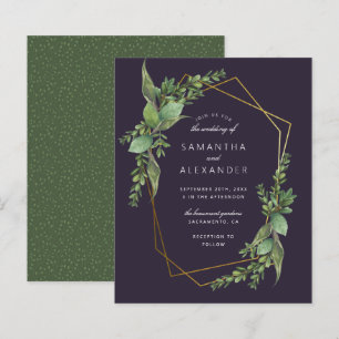 Budget Greenery Lila & Guld Geometric Bröllop