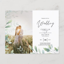BUDGET Greenery Löv Photo Overlay Bröllop QR Flygblad