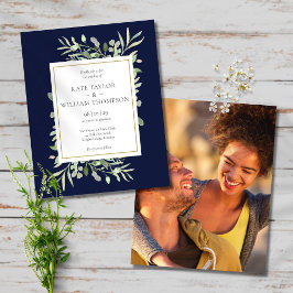 Budget Greenery Navy Blue Bröllop Photo Investigat