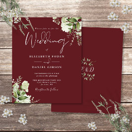 Budget Greenery Rosewood Rosa bröllopsinbjudan