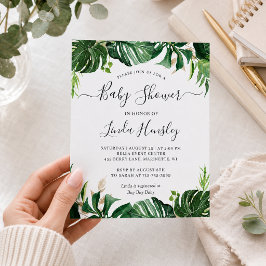 Budget Greenery Tropisk Baby Shower Inbjudan