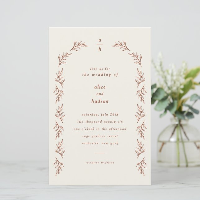Budget Gren Arch Boho Photo Wedding bjudande (Stående Fram)