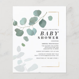 Budget Grey Eucalyptus Baby Shower-inbjudan