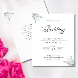 Budget Grey Eucalyptus bröllopsinbjudan Flygblad