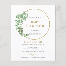Budget Grey Guld Baby Shower-inbjudan