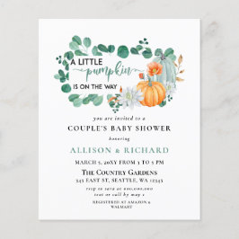 Budget Grey Pumpkin Baby Shower-inbjudan